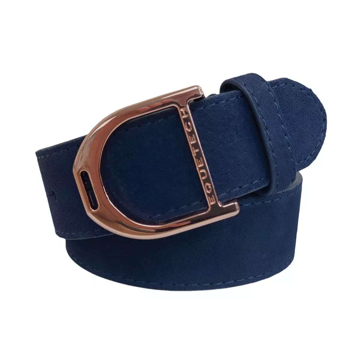 Stirrup Leather Belt 35mm - Navy Suede/Rose Gold 90CM